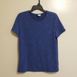 Vintage Jaclyn Smith Women's Navy Blue Paisley Blouse Patterned Top Large